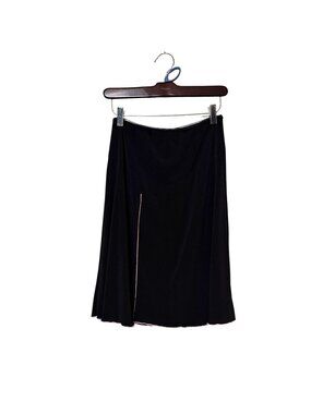 Vtg Younique Black Slip Skirt With‎ Pink Trim Medium Elastic Waist Made In USA